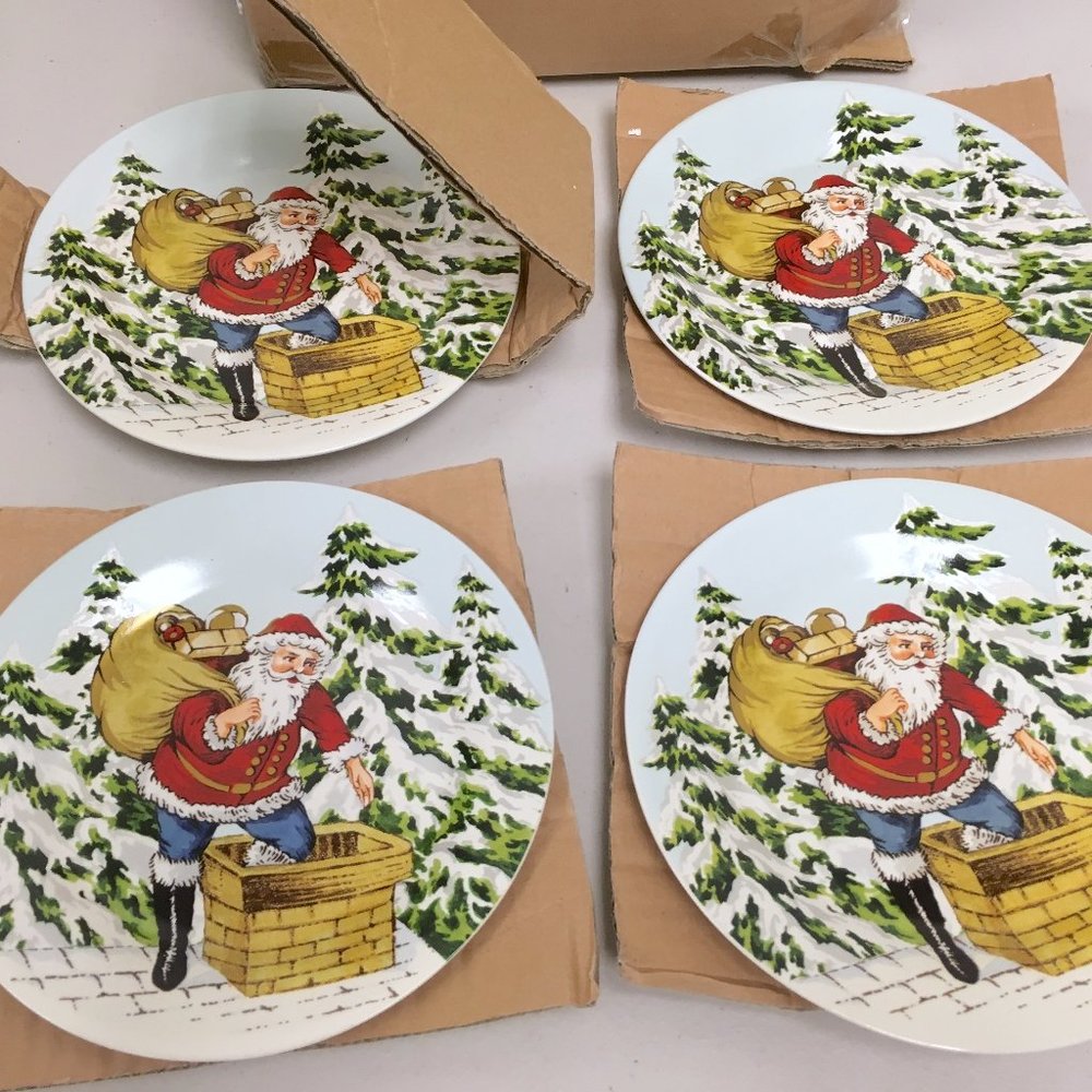 Williams Sonoma plates Santa Claus twas the night before Christmas salad 4 NWT
